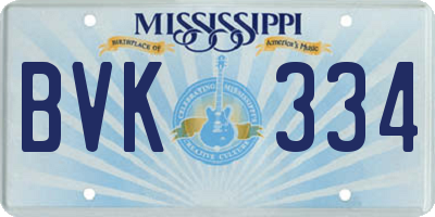 MS license plate BVK334