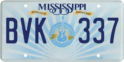 MS license plate BVK337