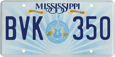 MS license plate BVK350