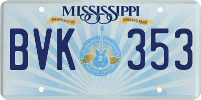 MS license plate BVK353