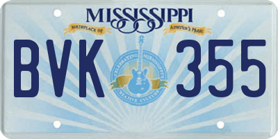 MS license plate BVK355