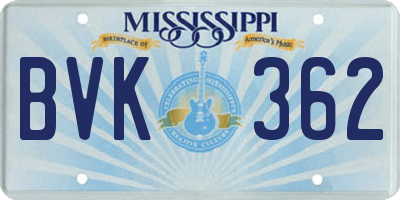 MS license plate BVK362