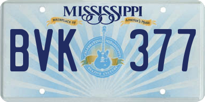 MS license plate BVK377