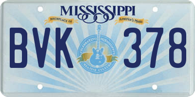MS license plate BVK378