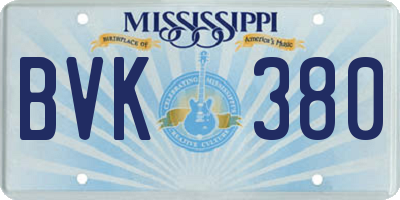 MS license plate BVK380