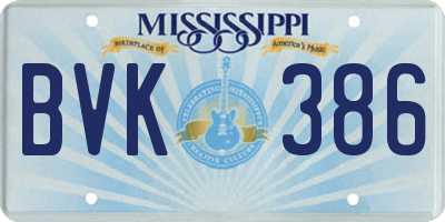 MS license plate BVK386
