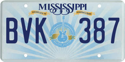 MS license plate BVK387