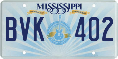 MS license plate BVK402
