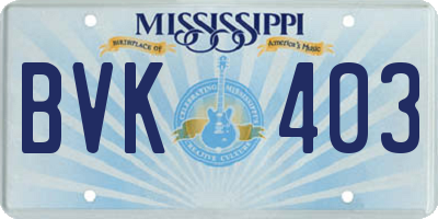 MS license plate BVK403
