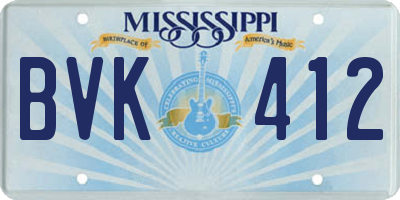 MS license plate BVK412