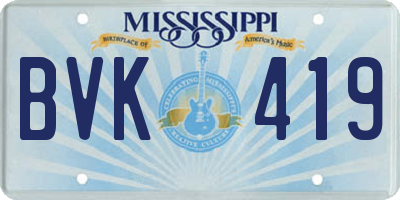 MS license plate BVK419