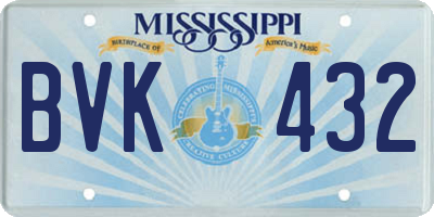 MS license plate BVK432