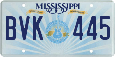 MS license plate BVK445