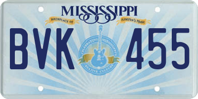 MS license plate BVK455