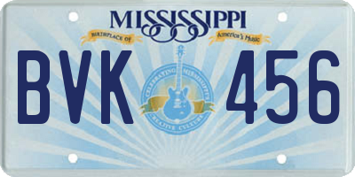 MS license plate BVK456