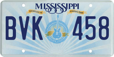 MS license plate BVK458