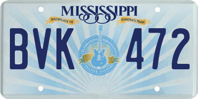MS license plate BVK472