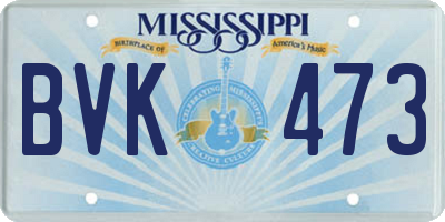 MS license plate BVK473