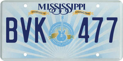 MS license plate BVK477