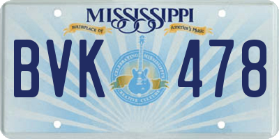 MS license plate BVK478