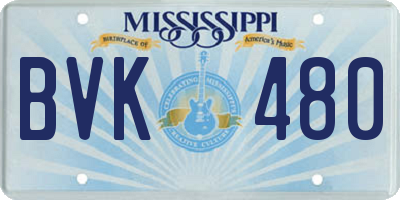 MS license plate BVK480