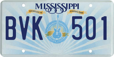 MS license plate BVK501