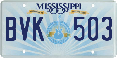 MS license plate BVK503