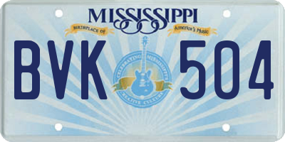 MS license plate BVK504