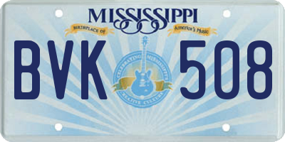 MS license plate BVK508