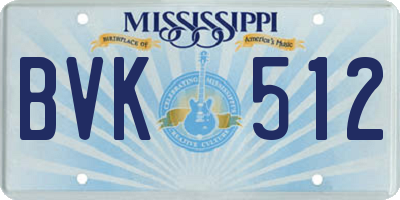 MS license plate BVK512