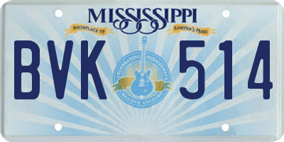 MS license plate BVK514