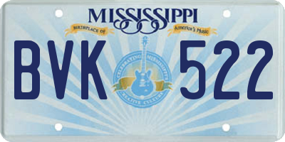 MS license plate BVK522
