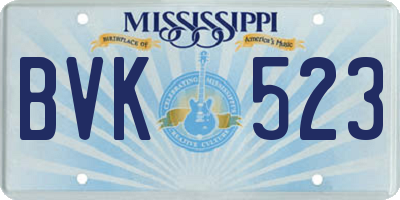 MS license plate BVK523