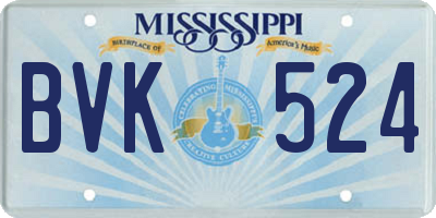 MS license plate BVK524