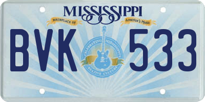 MS license plate BVK533