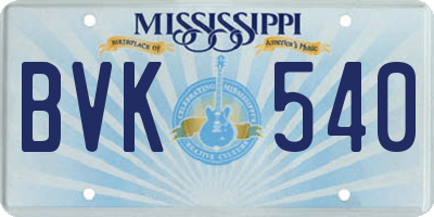 MS license plate BVK540