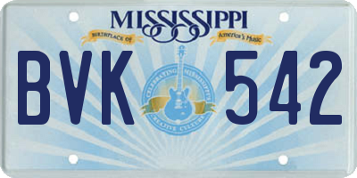 MS license plate BVK542