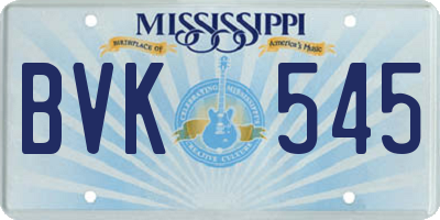 MS license plate BVK545