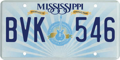 MS license plate BVK546