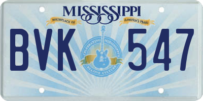 MS license plate BVK547