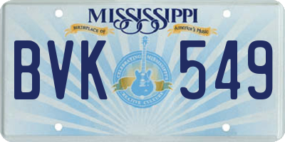 MS license plate BVK549