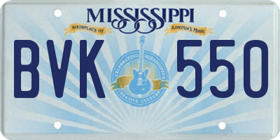 MS license plate BVK550