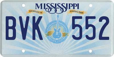 MS license plate BVK552