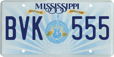 MS license plate BVK555