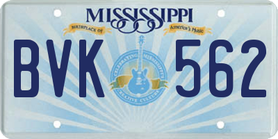 MS license plate BVK562
