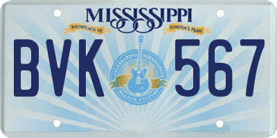 MS license plate BVK567