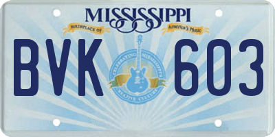 MS license plate BVK603