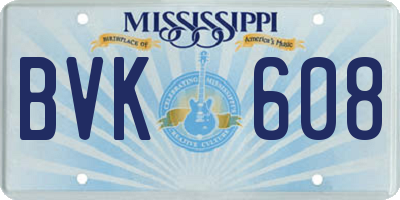 MS license plate BVK608