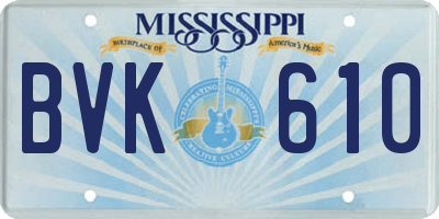 MS license plate BVK610