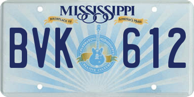 MS license plate BVK612